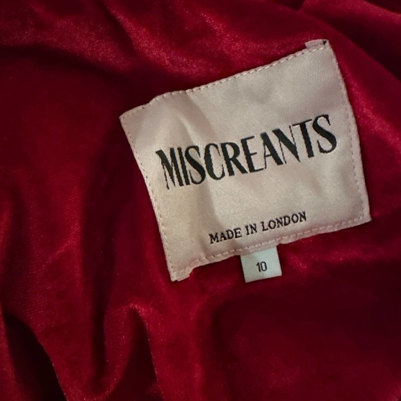 SOLD Miscreants SJP Dress Red Velvet With Opera Gloves UK 10 US 8 - Picture 4 of 4